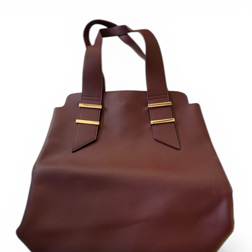 Women’s Burgundy Tote Bag with Gold Accents